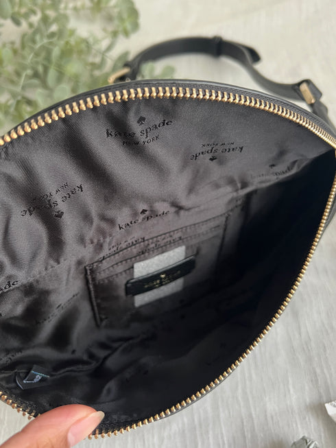 KATE SPADE LEILA BELT BAG WAIST FANNY PACK BLACK LEATHER GOLD